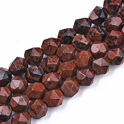 Natur Mahagoni Obsidian Perlen Stränge, sternförmige runde Perlen, facettiert, 8x8 mm, Bohrung: 1 mm, ca. 45~46 Stk. / Strang, 14.96 Zoll (38 cm)