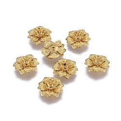 Multi-pétalo latón perlas tapas, flor, crudo (sin chapar), 14x4.5mm, agujero: 1 mm, diámetro interior: 5 mm