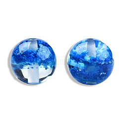 Perle di resina trasparente, tondo, blu medio, 12x11.5mm, Foro: 1.6~1.8 mm