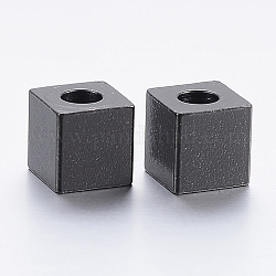 304 perline in acciaio inossidabile, cubo, elettroforesi nera, 6x6x6mm, Foro: 3 mm