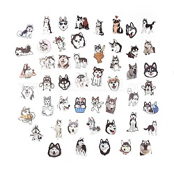 50 Uds 50 estilos de papel husky siberiano perro pegatinas conjuntos, calcomanías adhesivas para scrapbooking diy, decoración del álbum de fotos, Patrón de perro, 43~71x44~63x0.2mm, 1pc / estilo