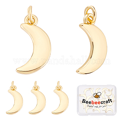 Beebeecraft, 1 caja, 20 uds., dijes de luna chapados en oro de 18k, colgantes colgantes de luna creciente con anillo de salto para hacer joyas diy, collar, pulsera