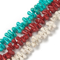8 brins de perles de howlite synthétique brins, mélangé teint et non teint, larme, couleur mixte, 11x6x6mm, Trou: 1.2mm, Environ 127~150 pcs/chapelet, 15.98~16.54 pouce (40.6~42 cm)