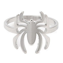 304 anillo ajustable de araña de acero inoxidable para mujer., color acero inoxidable, diámetro interior: 16.4 mm