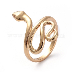 Anillos de puño de latón ajustable, anillos abiertos, serpiente, dorado, tamaño de 6, 16.7mm