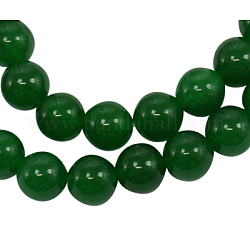 Naturstein Perlen Stränge, weißer Jade, gefärbt, Runde, dunkelgrün, 6 mm, Bohrung: 0.5 mm, ca. 66 Stk. / Strang, 15.5 Zoll