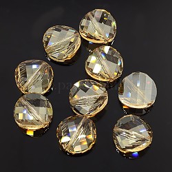 Austrian Crystal Bead Charms Loose Beads, 14mm Faceted Twist, Golden Shadow, about 18mm in diameter, 7mm thick, hole:1.5mm