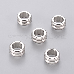 304 Stainless Steel Beads, Grooved Beads, Column, 10x5mm, Hole: 6mm