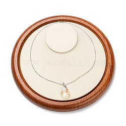 La collana di gioielli in legno di moda rotonda piatta mostra il vassoio, con microfibra, bianco antico, 23x5cm