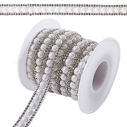 Gorgecraft 4 yarda aplique de rhinestone de cristal con cuentas blancas adorno de flecos de perlas para vestido decoración de boda nupcial