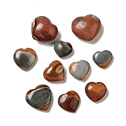 Natural Desert Jasper/Polychrome Jasper Heart Love Stone, Pocket Palm Stone for Reiki Balancing, 23~37x28~41x8~21mm