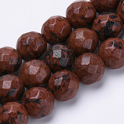 Natur Mahagoni Obsidian Perlen Stränge, facettiert, Runde, 6 mm, Bohrung: 1 mm, ca. 62 Stk. / Strang, 15.3 Zoll