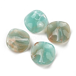 Perles acryliques opaques, ronde plate de vague , turquoise, 24x6mm, Trou: 1.8mm, environ 255 pcs/500 g