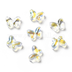 Perlas de vidrio de pintura transparente para hornear, con polvo del brillo, mariposa, claro ab, 10x14x5.5mm, agujero: 1 mm