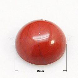 Gemstone cabochons, mezzo tondo/cupola, diaspro rosso, 8x3.5mm