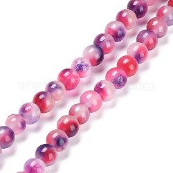 Facettierte rondellgefärbte naturweiße Jade-Perlenstränge, Runde, rosa, 8 mm, Bohrung: 1 mm, ca. 47 Stk. / Strang, 14.29'' (36.3 cm)