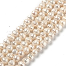 Brins de perles de culture d'eau douce naturelles, ronde, bisque, 8~11mm, Trou: 0.6mm, Environ 42 pcs/chapelet, 13.98 pouce (35.5 cm)