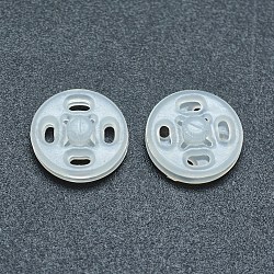 Botones a presión de nylon, coser botones de presión, 4 agujeros, botones de prendas de vestir, plano y redondo, blanco, 10x3mm, agujero: 2x1 mm