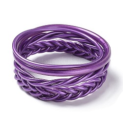 4 шт., 4 стильных плетеных эластичных браслета из пластикового шнура, фиолетовые, внутренний диаметр: 2-1/2 дюйм (6.2~6.5 см), 1шт / стиль