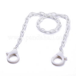 Colliers de chaîne de câble en plastique ABS personnalisés, chaînes de sac à main, avec fermoirs à pince en plastique, blanc, 22.24 pouce (56.5 cm)