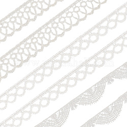 GORGECRAFT 15 Yards 3 Styles Crochet Lace Fabric White Lace Ribbon Polyester Sewing Trims Floral Edge Trim Vintage Scalloped Embroidery Flower Ribbons for DIY Craft Gift Wrapping Wedding Supply