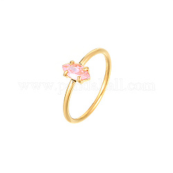 Кольцо на палец с фианитом «конский глаз», золотое кольцо из нержавеющей стали, розовые, лошадь глаз: 8x4.5 мм