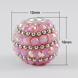 Handmade Indonesia Beads, with Aluminum Cores, Pink, 15x16mm, Hole: 3mm