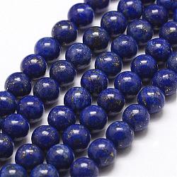 Chapelets de perle en lapis-lazuli naturel, ronde, 6mm, Trou: 1mm, Environ 63 pcs/chapelet, 15.5 pouce (395 mm)