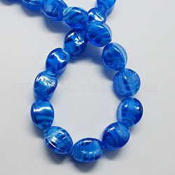 Handmade Lampwork Beads, Pearlized, Dodger Blue, 16x12x12mm, hole: 2mm