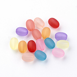 Abalorios de acrílico transparentes, esmerilado, oval, color mezclado, 10~10.5x7~7.5mm, agujero: 1.5 mm