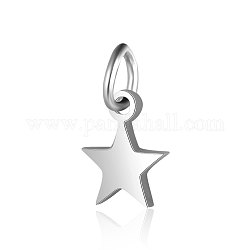 201 Stainless Steel Charms, Star, Stainless Steel Color, 7x5.5x1mm, Hole: 2~2.5mm