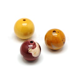 Perles en mokaite naturelles rondes, 16~17mm, Trou: 2mm