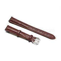 Bracelets de montres en cuir, avec fermoirs en 304 acier inoxydable, selle marron, 83~114x12x2~4mm