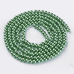 Abalorios de perla de vidrio, pearlized, redondo, aguamarina, 4~5mm, agujero: 1 mm, aproximamente 200 pcs / cadena, 30.71 pulgada (78 cm)