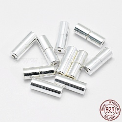 925 Sterling Silber Schraube Spangen, Kolumne, Silber, 11x4 mm, Bohrung: 1 mm
