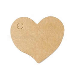 100 etichetta regalo in carta kraft bianca, cuore, Burlywood, 4x4.5x0.05cm, Foro: 5 mm