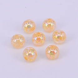 Galvanoplastie craquelé perles acryliques, de couleur plaquée ab , ronde, peachpuff, 10mm, Trou: 2mm, environ 940 pcs/500 g
