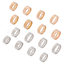 Unicraftale 16Pcs 16 Style Titanium Steel Grooved Finger Ring for Women, Golden & Stainless Steel Color, Inner Diameter: 16~23mm, 1Pc/style