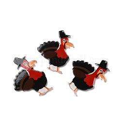 感謝祭の日の半透明樹脂ビッグペンダント  七面鳥のチャーム  ブラック  52x36x2mm  穴：1mm