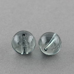 Drawbench Transparent Glass Beads Strands, Spray Painted, Round, Light Grey, 14mm, Hole: 1.3~1.6mm, 31.4 inch