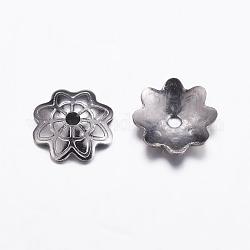 304 Stainless Steel Beads Caps, Multi-Petal, Stainless Steel Color, 7x1.5mm, Hole: 1mm