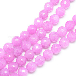 Natürliche weiße Jade Perlenstränge, gefärbt, facettiert, Runde, Violett, 10~11 mm, Bohrung: 1 mm, ca. 37~39 Stk. / Strang, 14.37~14.57 Zoll