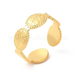 Chapado en iones (ip) 304 anillo de brazalete abierto ovalado de acero inoxidable para mujer, real 18k chapado en oro, nosotros tamaño 7 1/4 (17.6 mm)