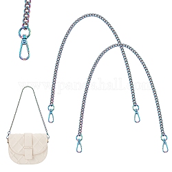 Pandahall elite 2pcs manijas de la bolsa de la cadena del encintado de la aleación del cinc, correa de bolso con cierre giratorio de aleación, color del arco iris, 60 cm, link: 10.5x7.5x3 mm
