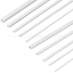 OLYCRAFT 40pcs 10 Sizes ABS Plastic Hollow Tubes Plastic Round/Square Bar Rods White Plastic Hollow Bar for DIY Handmade Sand Table Material Model Building - 3/4/5/6/8mm