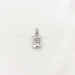 925 кулон из стерлингового серебра с микропаве из кубического циркония, прямоугольный флакон духов, прозрачные, платина