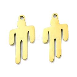 201 Stainless Steel Pendants, Laser Cut, Abstract Human Charm, Golden, 17x8.5x1mm, Hole: 1.2mm