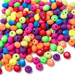 Perles en acrylique fluorescente, caoutchouté, rondelle, couleur mixte, 8x6mm, Trou: 2mm