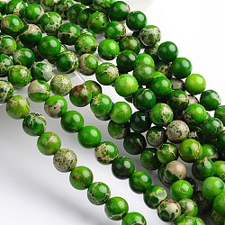 Fili di perline rotondi di diaspro imperiale naturale tinti e riscaldati, verde lime, 8mm, Foro: 1 mm, circa 49pcs/filo, 16 pollice