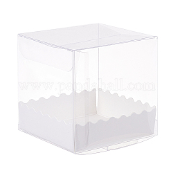 Faltbare transparente PVC-Boxen, mit Papiersockel, Transparent, Boxen: 16 Stück / Set, Sockel: 16 Stück / Satz